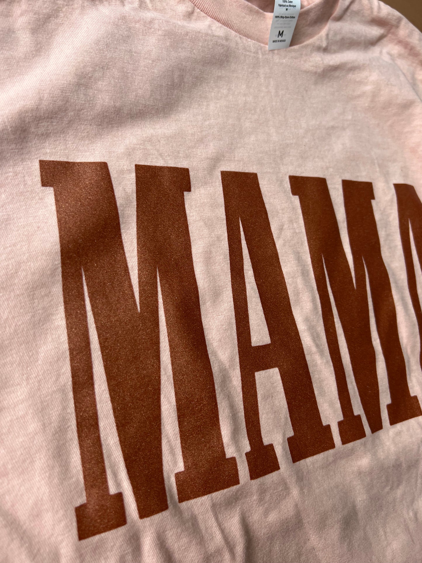 MAMA tee - Peach with Glitter Ink